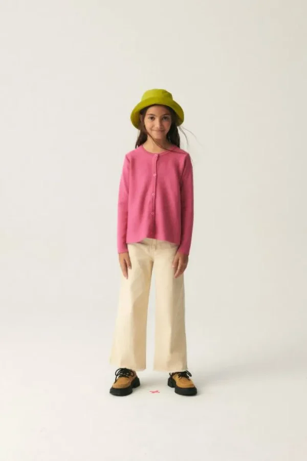 Cárdigan de niña de punto evasé rosa-MINI Discount