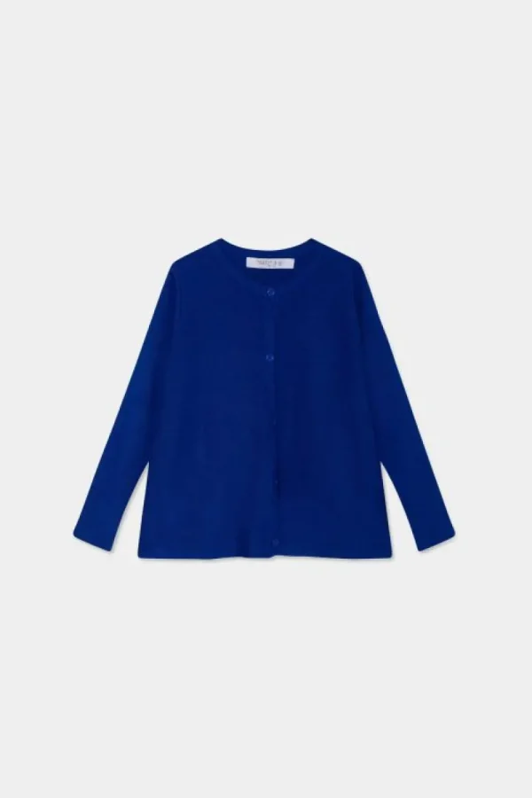 Cárdigan de niña de punto evasé azul-MINI Clearance