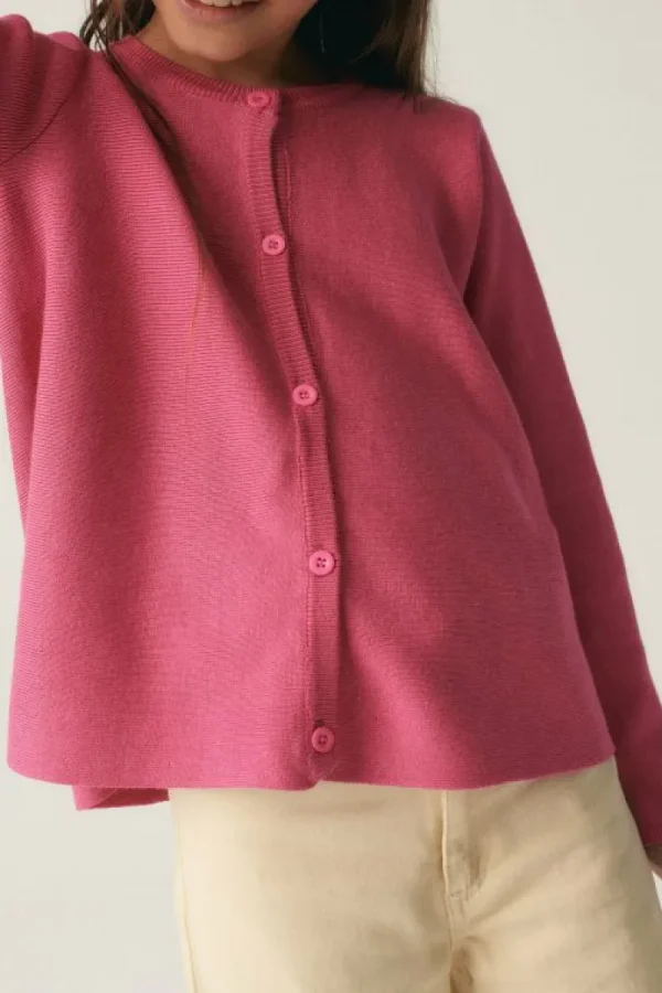 Cárdigan de niña de punto evasé rosa-MINI Discount