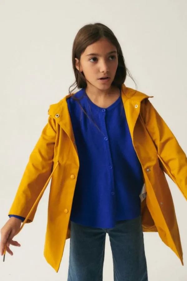 Cárdigan de niña de punto evasé azul-MINI Clearance