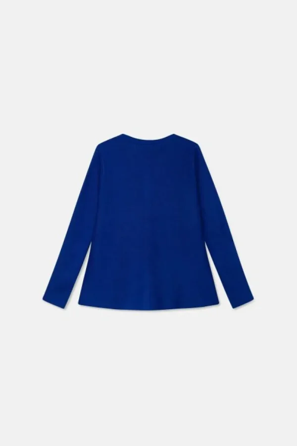 Cárdigan de niña de punto evasé azul-MINI Clearance