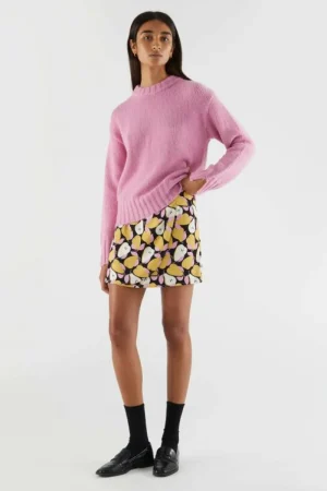 Falda corta cruzada con estampado de peras-COMPAÑIAFANTASTICA Store