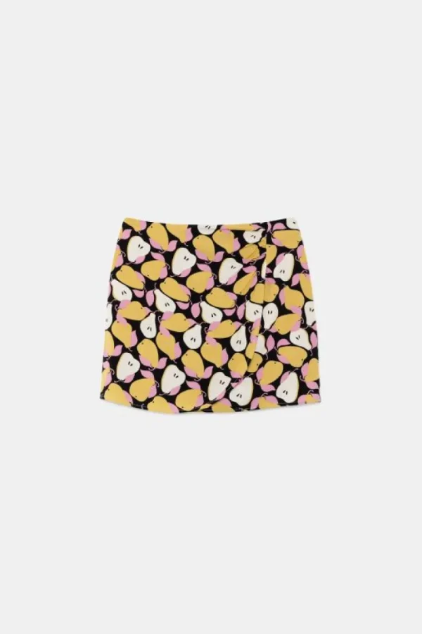 Falda corta cruzada con estampado de peras-COMPAÑIAFANTASTICA Store