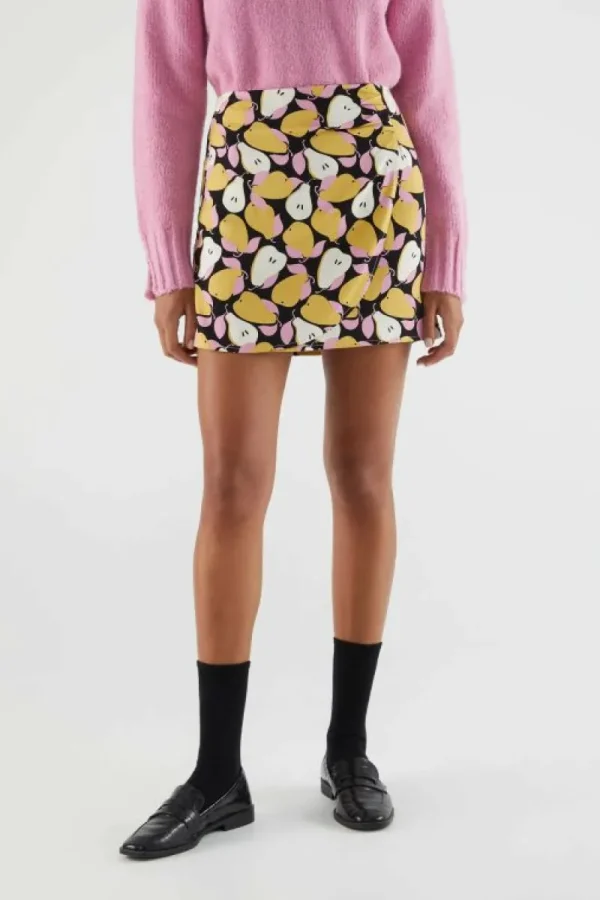 Falda corta cruzada con estampado de peras-COMPAÑIAFANTASTICA Store