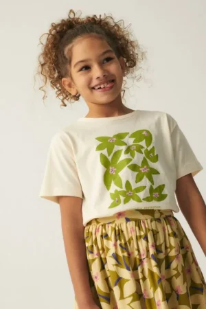 Falda corta de niña con estampado floral verde-MINI Flash Sale