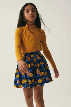 Falda corta de niña con estampado floral-MINI Store