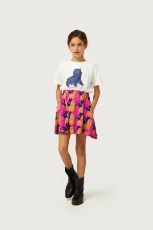 Falda corta de niña con estampado de gatos-MINI Best Sale