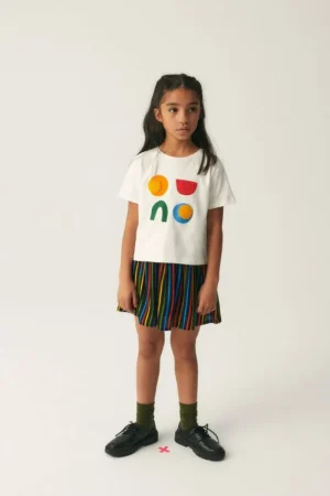 Falda corta de niña con estampado de rayas multicolor-MINI Fashion