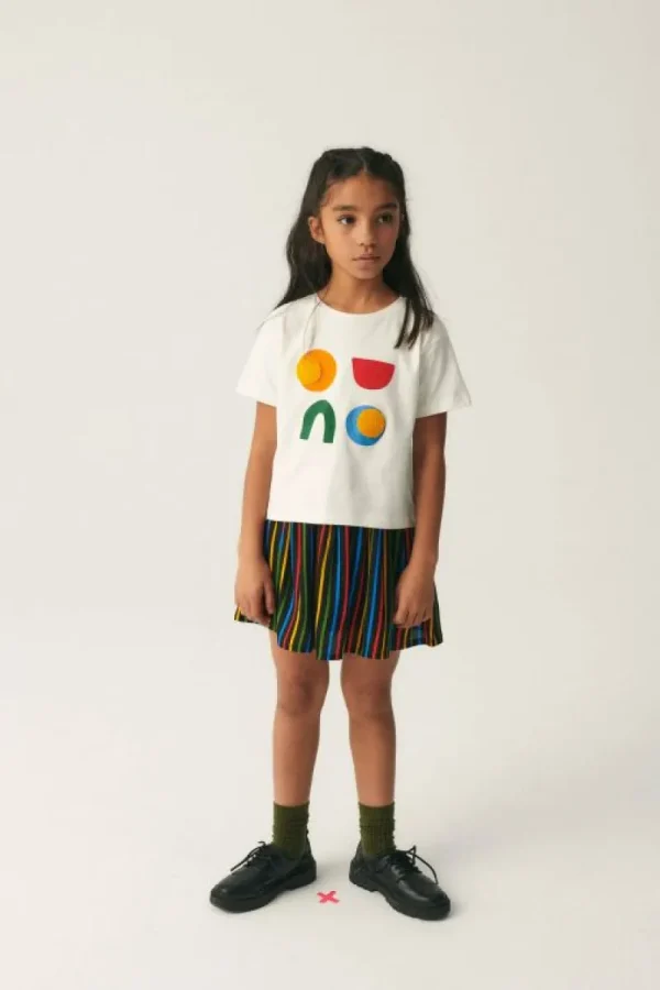 Falda corta de niña con estampado de rayas multicolor-MINI Fashion