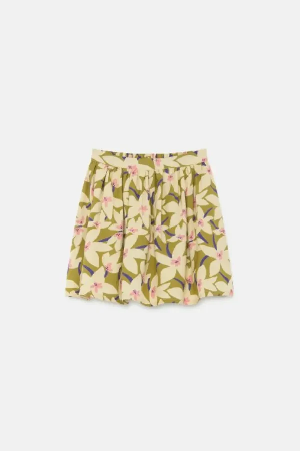 Falda corta de niña con estampado floral verde-MINI Flash Sale
