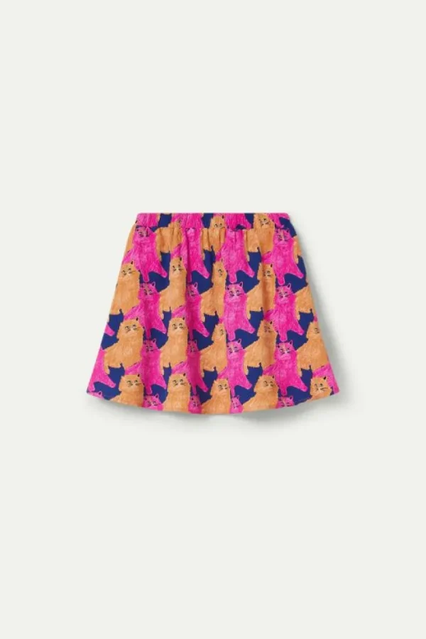 Falda corta de niña con estampado de gatos-MINI Best Sale