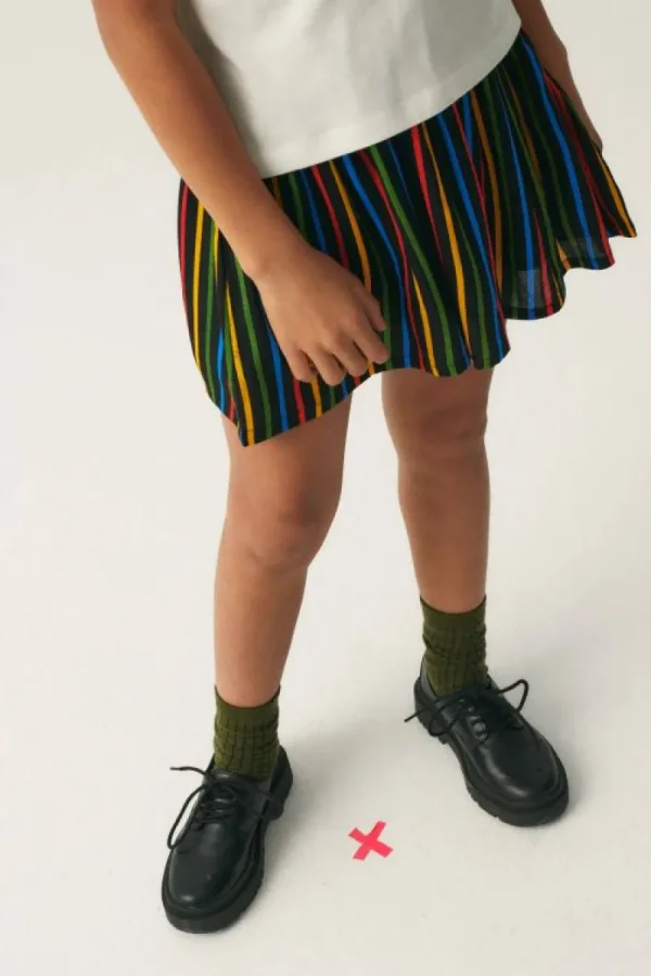 Falda corta de niña con estampado de rayas multicolor-MINI Fashion