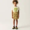 Falda corta de niña con estampado floral verde-MINI Flash Sale