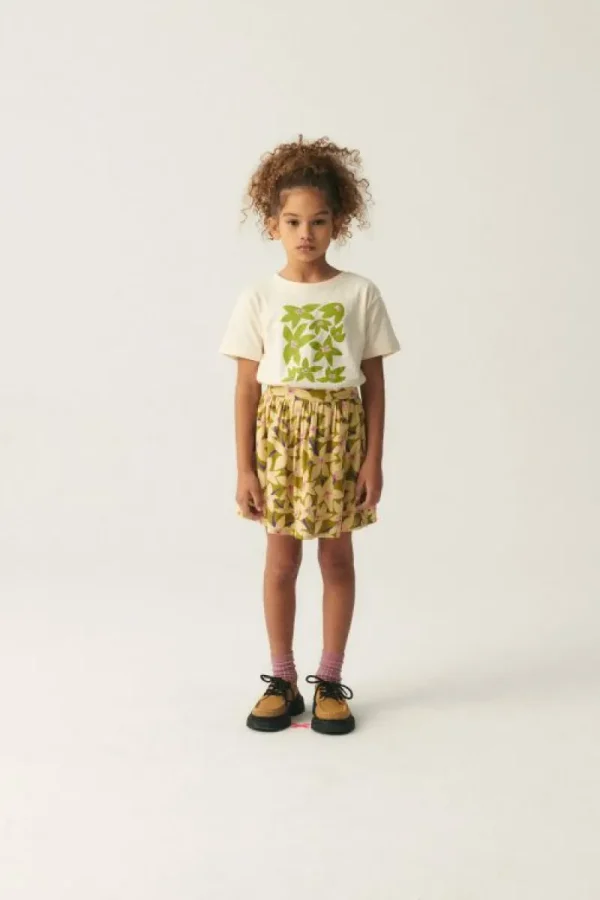 Falda corta de niña con estampado floral verde-MINI Flash Sale