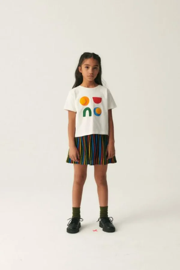 Falda corta de niña con estampado de rayas multicolor-MINI Fashion