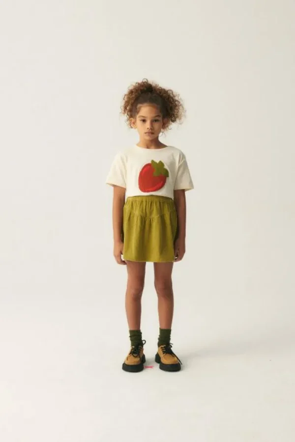 Falda corta de niña de pana verde-MINI Cheap