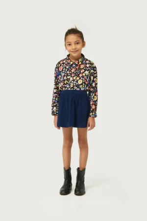 Falda corta de niña de pana azul marino-MINI Flash Sale