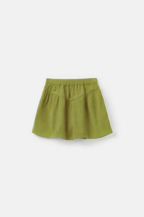 Falda corta de niña de pana verde-MINI Cheap