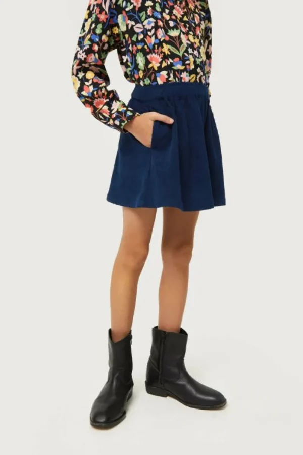 Falda corta de niña de pana azul marino-MINI Flash Sale