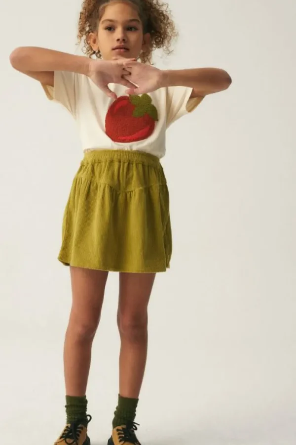 Falda corta de niña de pana verde-MINI Cheap