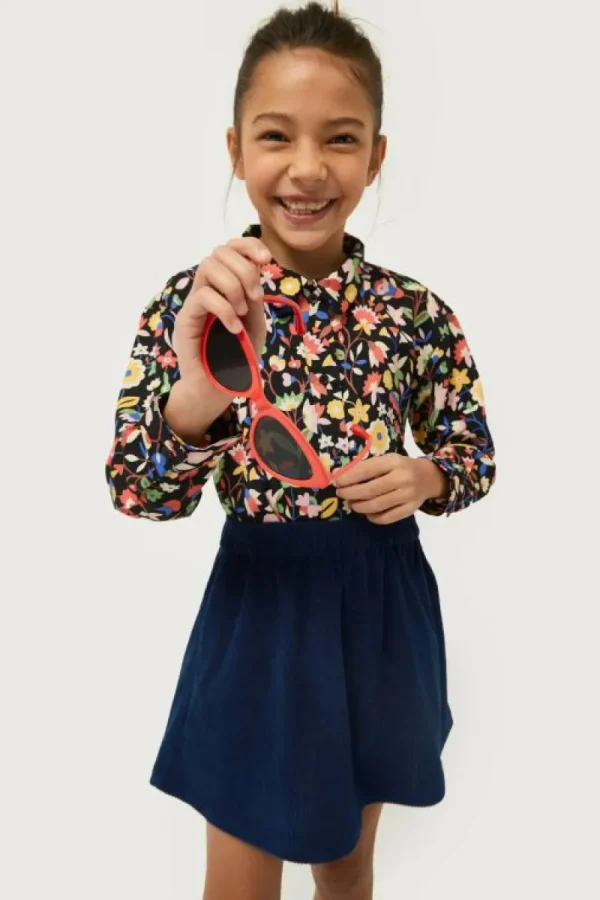 Falda corta de niña de pana azul marino-MINI Flash Sale