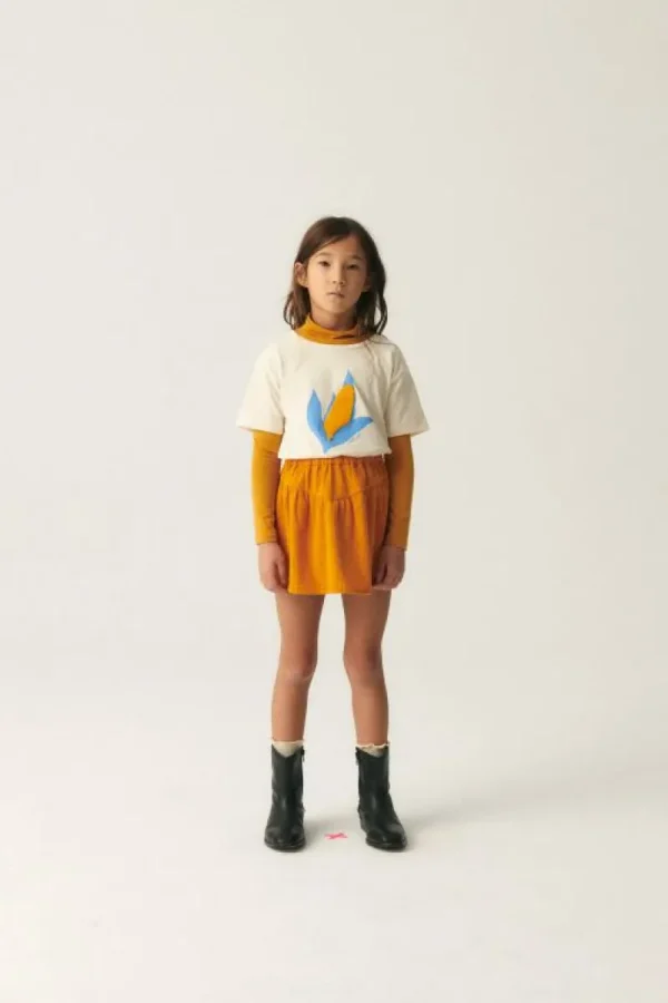 Falda corta de niña de pana amarilla-MINI Outlet