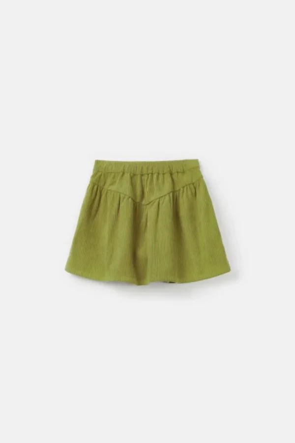 Falda corta de niña de pana verde-MINI Cheap
