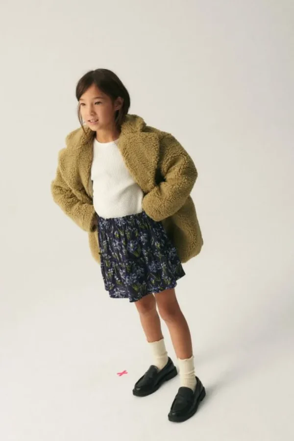 Falda corta de niña en viscosa LENZING™ ECOVERO™ con estampado floral azul-MINI Best Sale