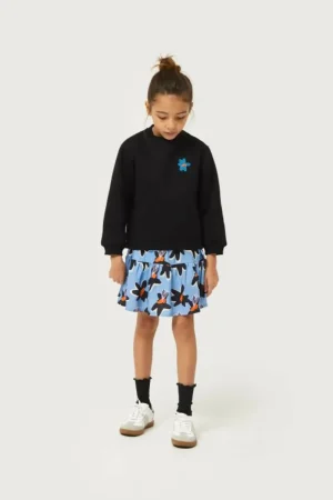 Falda corta de niña estampado floral Calatea azul-MINI New