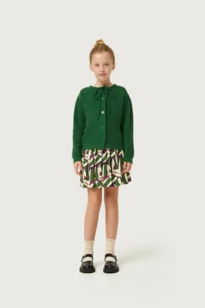 Falda corta de niña estampado geométrico verde-MINI Fashion