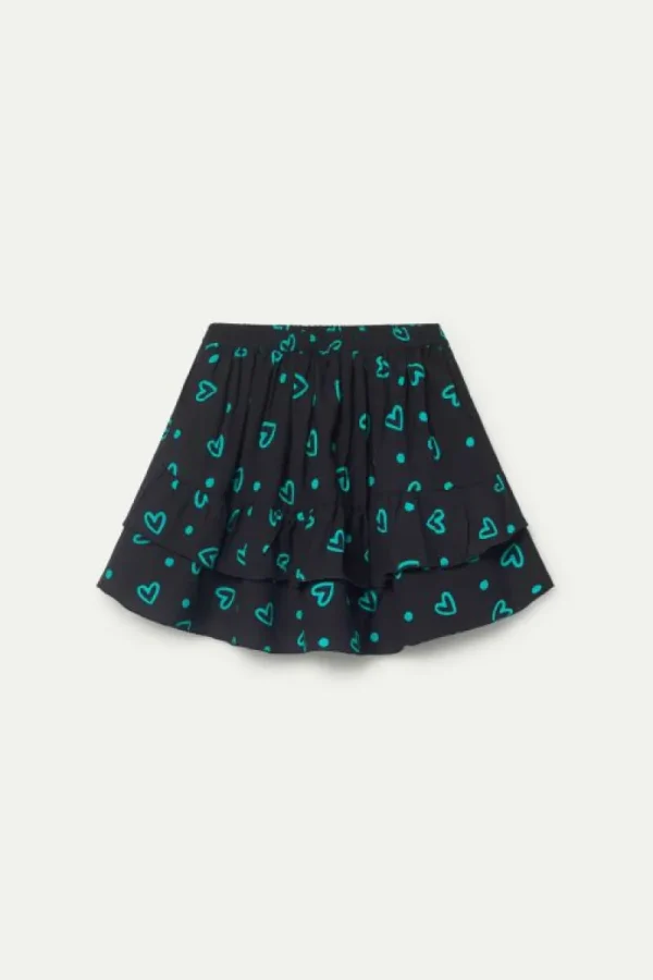 Falda corta de niña estampado de corazones verdes-MINI Cheap