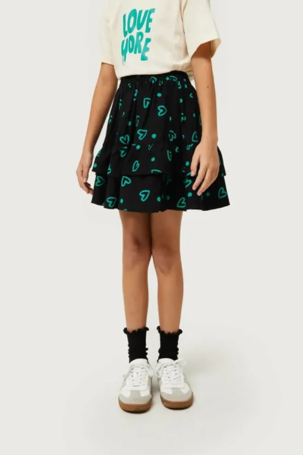 Falda corta de niña estampado de corazones verdes-MINI Cheap