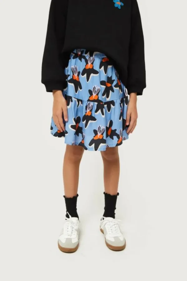 Falda corta de niña estampado floral Calatea azul-MINI New