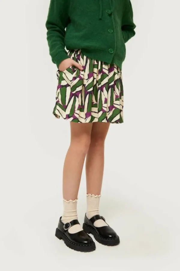 Falda corta de niña estampado geométrico verde-MINI Fashion