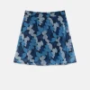 Falda corta elástica con estampado abstracto azul-COMPAÑIAFANTASTICA New