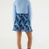 Falda corta elástica con estampado abstracto azul-COMPAÑIAFANTASTICA New