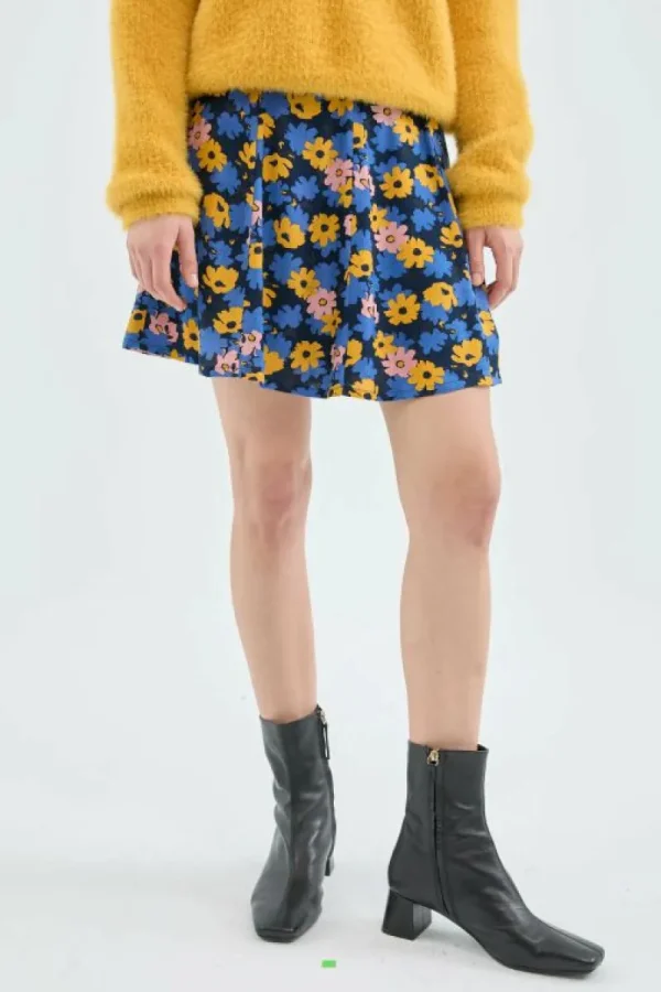 Falda corta evasé con estampado floral-COMPAÑIAFANTASTICA Fashion