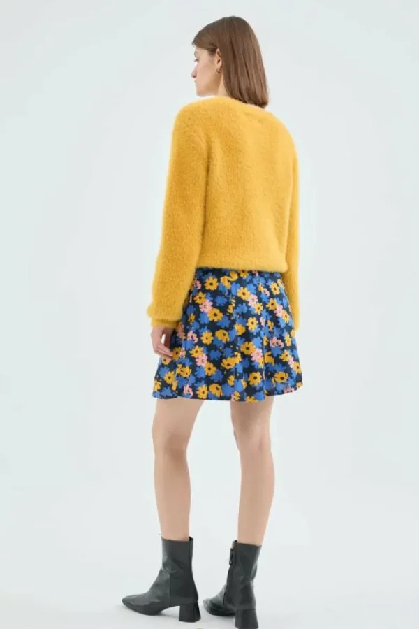 Falda corta evasé con estampado floral-COMPAÑIAFANTASTICA Fashion