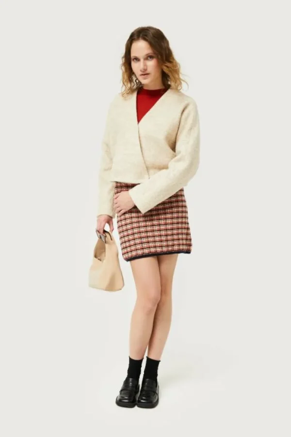 Falda de punto con estampado de cuadros-COMPAÑIAFANTASTICA Cheap