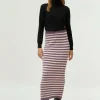 Falda larga de punto rayas moradas-COMPAÑIAFANTASTICA Outlet