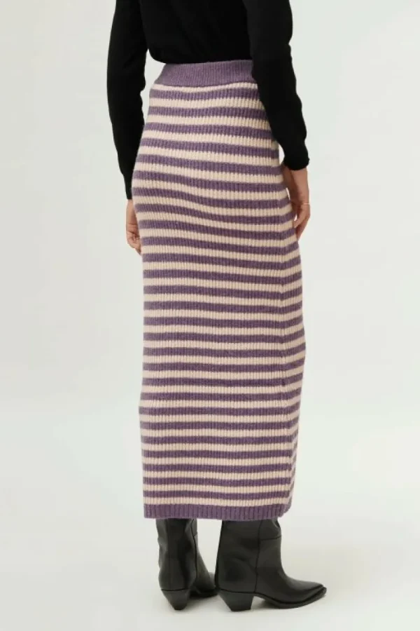 Falda larga de punto rayas moradas-COMPAÑIAFANTASTICA Outlet