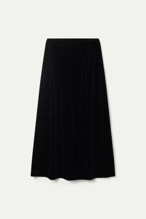 Falda larga de terciopelo negra-COMPAÑIAFANTASTICA Sale