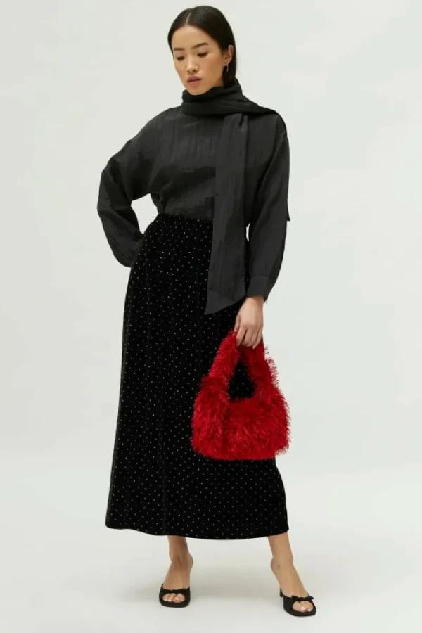 Falda larga de terciopelo negra-COMPAÑIAFANTASTICA Sale