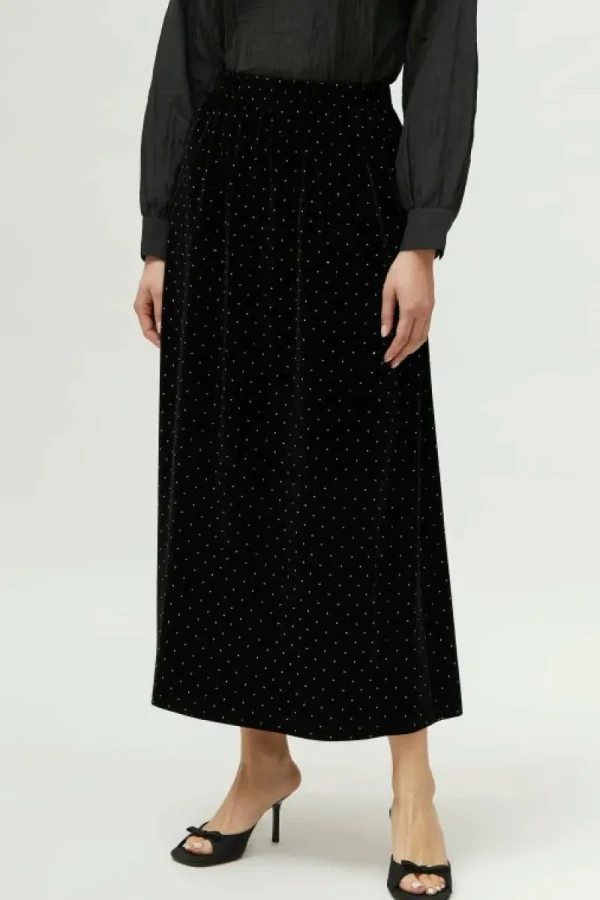 Falda larga de terciopelo negra-COMPAÑIAFANTASTICA Sale