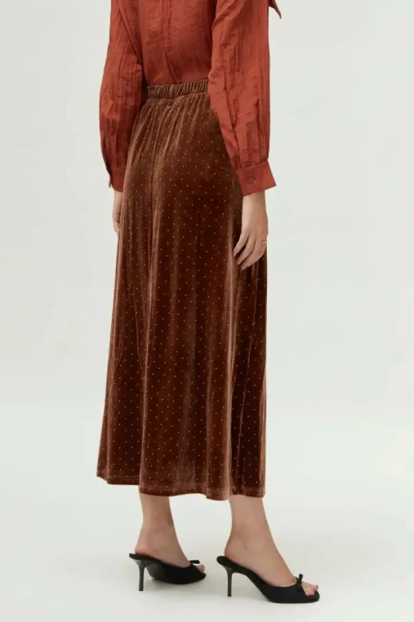 Falda larga de terciopelo marrón-COMPAÑIAFANTASTICA Hot