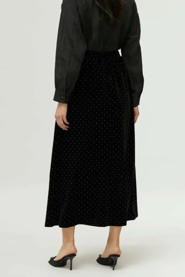 Falda larga de terciopelo negra-COMPAÑIAFANTASTICA Sale