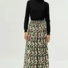 Falda larga estampado geométrico verde-COMPAÑIAFANTASTICA Flash Sale