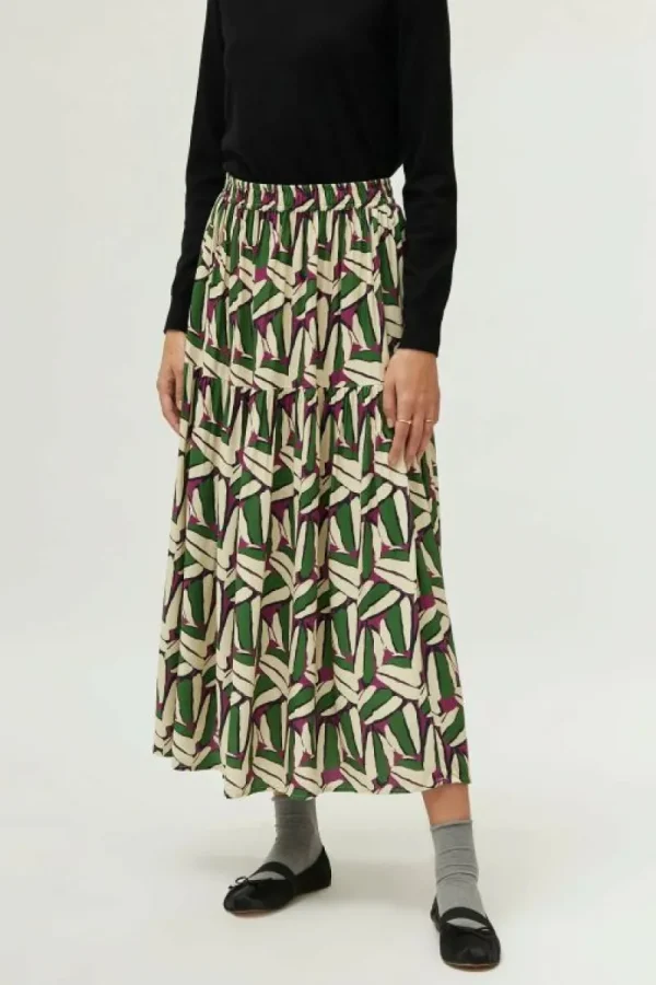 Falda larga estampado geométrico verde-COMPAÑIAFANTASTICA Flash Sale
