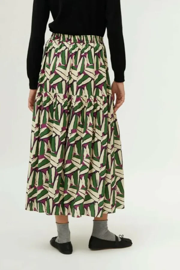 Falda larga estampado geométrico verde-COMPAÑIAFANTASTICA Flash Sale