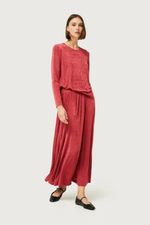 Falda midi acabado brillante rosa-COMPAÑIAFANTASTICA Online